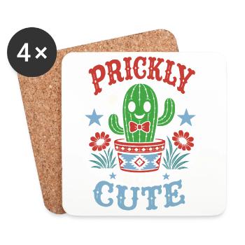Prickly but Cute Cactus - Coasters (set of 4) - white - Front