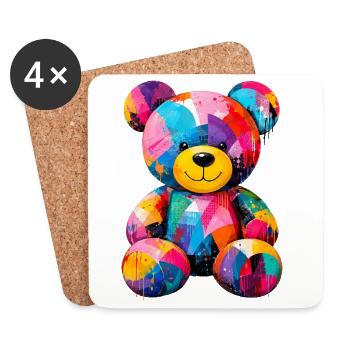 Colorful Teddy Bear in Pop Art Style - Coasters (set of 4) - white - Front