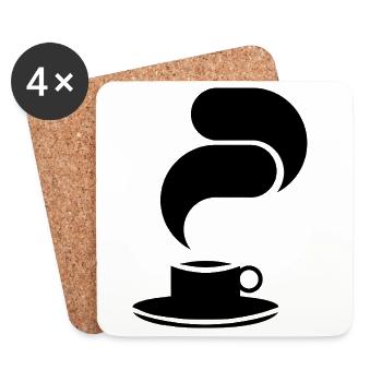 Black Coffee Mug – Minimalist Illustration - Coasters (set of 4) - white - Front