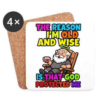 The reason I'm old and wise - Coasters (set of 4) - white - Front