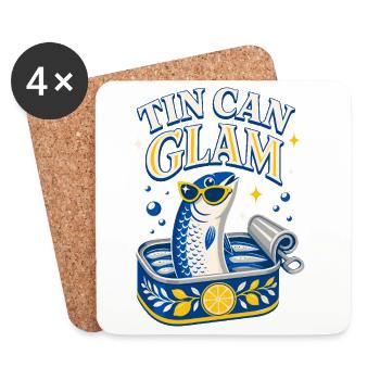 Tin Can Glam Sardines with Sunglasses - Coasters (set of 4) - white - Front