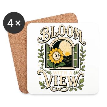 Bloom With a View Sunflower - Coasters (set of 4) - white - Front