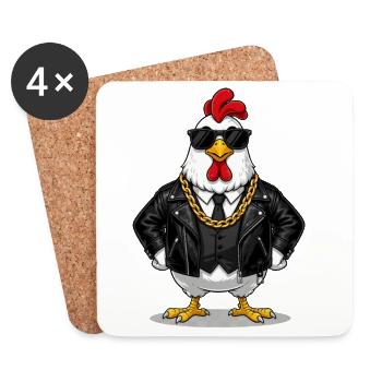 Chicken Mafia Style Cartoon T-Shirt - Coasters (set of 4) - white - Front