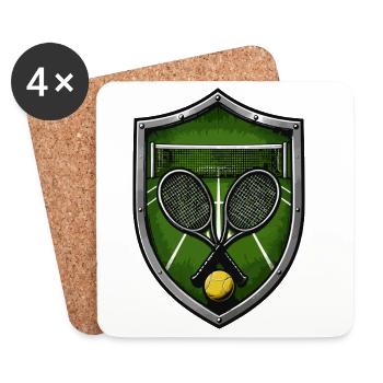 Tennis Shield with Rackets - Coasters (set of 4) - white - Front