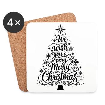 Joyeux Noël - Dessous de verre (lot de 4) - blanc - Devant