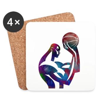 Joueur de basket dans une abstraction colorée - Dessous de verre (lot de 4) - blanc - Devant