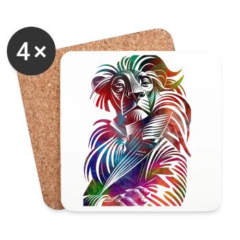 La Symphonie des Couleurs du Lion - Dessous de verre (lot de 4) - blanc - Devant