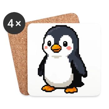 Pixel Penguin: Playful Retro Aesthetic - Coasters (set of 4) - white - Front