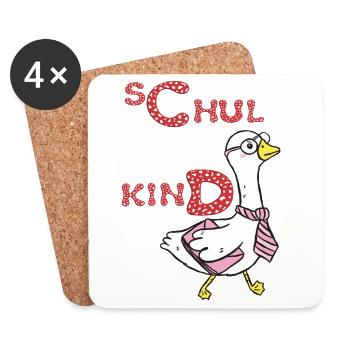 Schoolchild Duck - Coasters (set of 4) - white - Front
