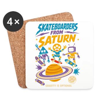 Skateboarder vom Saturn - Untersetzer (4er-Set) - Weiß - Vorne