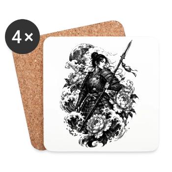 Guerrier samouraï japonais dans le style Irezumi - Dessous de verre (lot de 4) - blanc - Devant