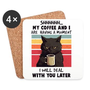 A funny vintage design featuring a grumpy black ca - Coasters (set of 4) - white - Front