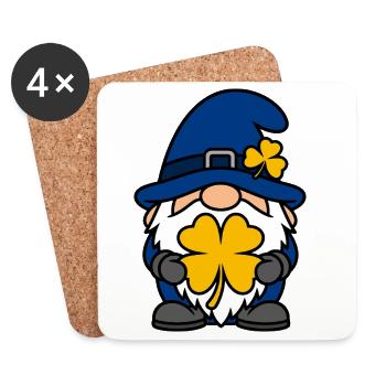 Colorful Lucky Dwarf with Shamrock - Coasters (set of 4) - white - Front