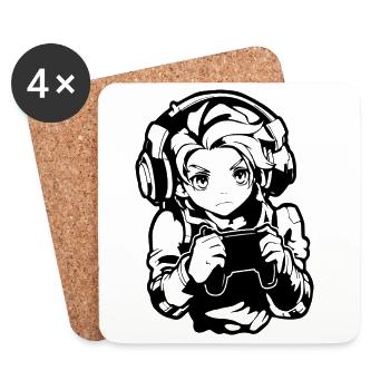 Sketch du Gaming-Boy - Dessous de verre (lot de 4) - blanc - Devant