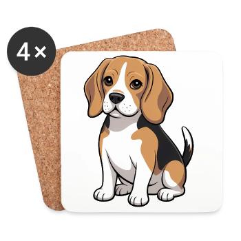 Beagle-Welpen-Hundeliebhaber - Untersetzer (4er-Set) - Weiß - Vorne