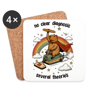 Beaver on vacuum cleaner in rainbow - Coasters (set of 4) - white - Front