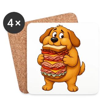 Golden Retriever Sandwich Thief - Coasters (set of 4) - white - Front