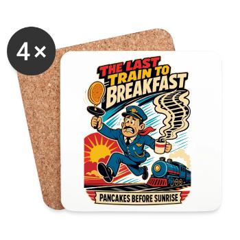 The Last Train for Breakfast – Railway Humor - Coasters (set of 4) - white - Front