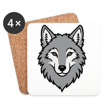 Gray Wolf Head Wilderness Nature Animal - Coasters (set of 4) - white - Front