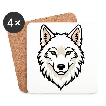 Arctic Wolf Head Arctic Wilderness Nature - Coasters (set of 4) - white - Front