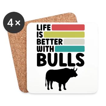 Stier Spruch Retro Style - Untersetzer (4er-Set) - Weiß - Vorne