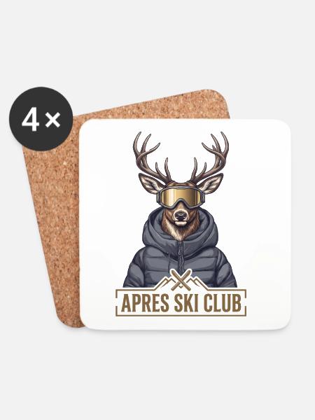 Apres Ski Hirsch  - Untersetzer (4er-Set) - Weiß