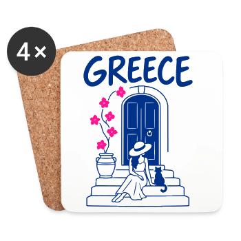 Griechischer Sommer - Untersetzer (4er-Set) - Weiß - Vorne