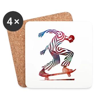Tribal Skateboard Colorful - Untersetzer (4er-Set) - Weiß - Vorne