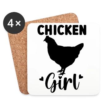 Huhn Statement - Untersetzer (4er-Set) - Weiß - Vorne