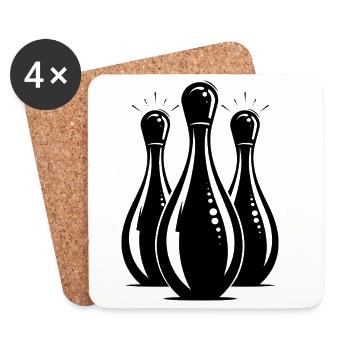 Bowling Grafik - Untersetzer (4er-Set) - Weiß - Vorne