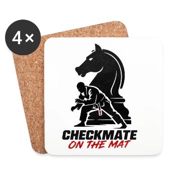 Schachmatt auf der Matte – BJJ - Untersetzer (4er-Set) - Weiß - Vorne