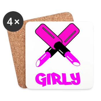 GIRLY Neon Cutout Typography - Untersetzer (4er-Set) - Weiß - Vorne