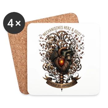 Herz Anatomie- Mechanisches Herz Steampunk - Untersetzer (4er-Set) - Weiß - Vorne