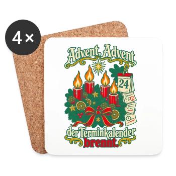 Advent Advent Terminkalender brennt - Untersetzer (4er-Set) - Weiß - Vorne