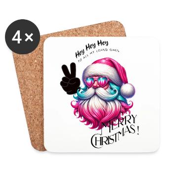 Weihnachtsmann - Fröhliche Weihnachten - Design3 - Untersetzer (4er-Set) - Weiß - Vorne