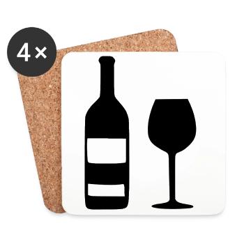 Weinflasche und Weinglas Wein Geschenk Genießer - Untersetzer (4er-Set) - Weiß - Vorne