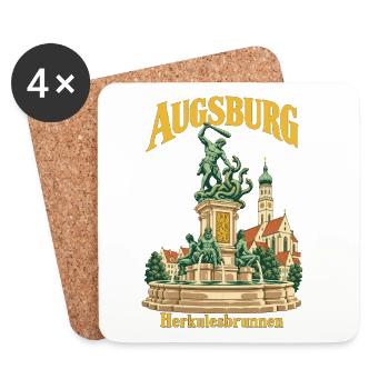 Augsburg Herkulesbrunnen - Untersetzer (4er-Set) - Weiß - Vorne