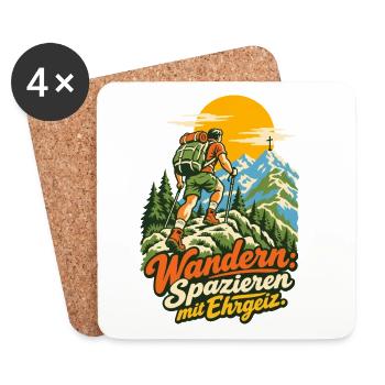 Wandern Spazieren mit Ehrgeiz - Untersetzer (4er-Set) - Weiß - Vorne