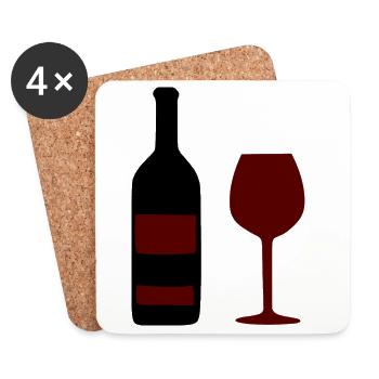 Wein Weinflasche mit Weinglas weinrot Geschenk  - Untersetzer (4er-Set) - Weiß - Vorne