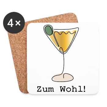 Cocktail Zum Wohl - Untersetzer (4er-Set) - Weiß - Vorne