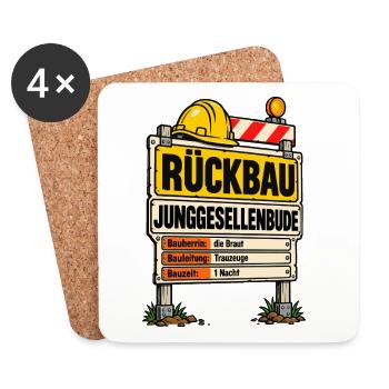 Rückbau Junggesellenbude Bauschild - Untersetzer (4er-Set) - Weiß - Vorne