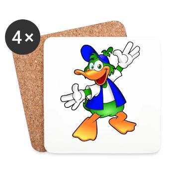 Lustiges Enten Shirt Motiv Comic Stil - Untersetzer (4er-Set) - Weiß - Vorne