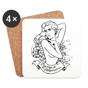 Héroïne qui pleure - Dessous de verre (lot de 4) - blanc - Devant