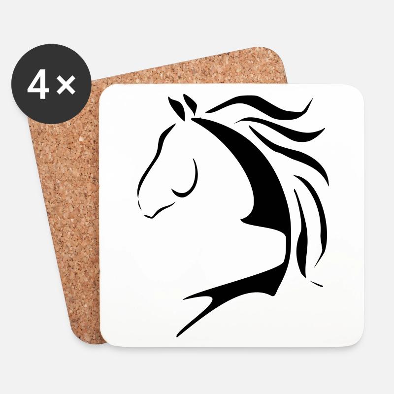 Pferdekopf, Pferd, Cheval , Reiten, Pferdenarr - Untersetzer (4er-Set) - Weiß