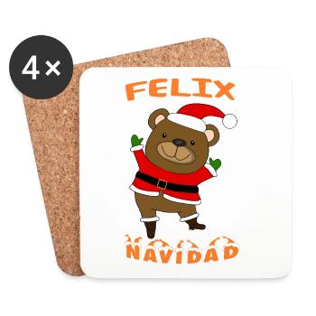 Felix Navidad Christmas Bear - Christmas Bear - Coasters (set of 4) - white - Front