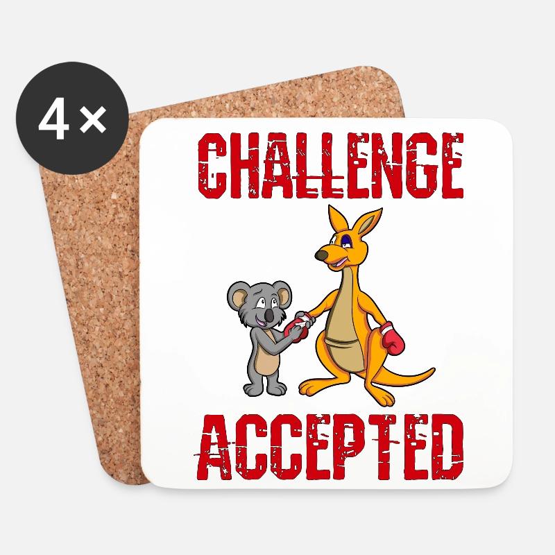 CHALLENGE ACCEPTED - Boxer Känguru + Koala Trainer - Untersetzer (4er-Set) - Weiß