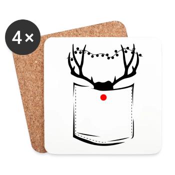 rentier Rudolf || Christmas - Coasters (set of 4) - white - Front