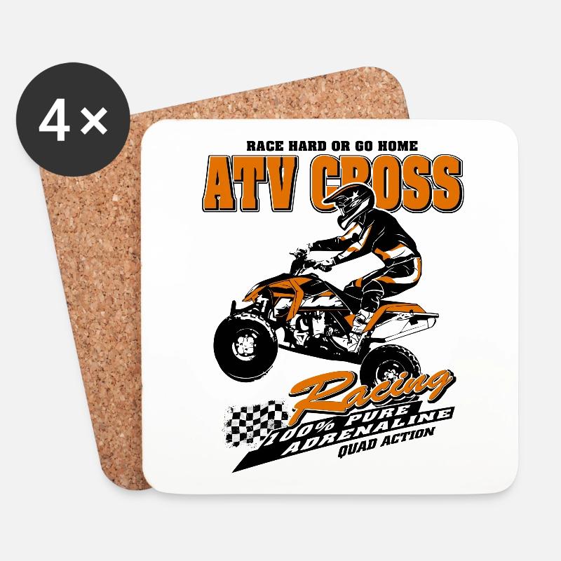 Quad Racing - ATV Racer - Untersetzer (4er-Set) - Weiß