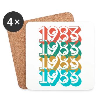 Geburtstag 1983 Retro 1983 geboren Jahr 1983 - Untersetzer (4er-Set) - Weiß - Vorne