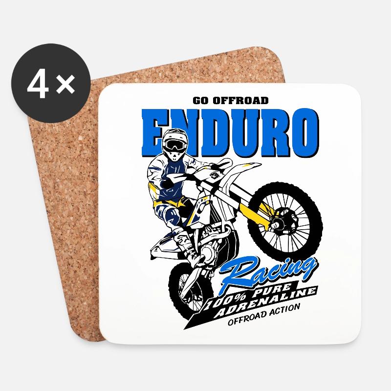 Enduro Offroad - Untersetzer (4er-Set) - Weiß